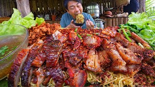 หมี่แห้งหน้าเป็ดย่าง หมูแดงหมูกรอบ ร้านอาจิก เฆตตา4 บ้านแม่หล่าย จ.แพร่ ลำขนาดครับ -10-10-2022-