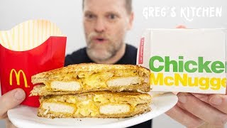 Making a Cheesy Mcdonalds Nuggets and Fries Toasted Sandwich  Greg's Kitchen