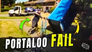 Portaloo Delivery Man Dropped It on Its Side Unintentionally While Moving It