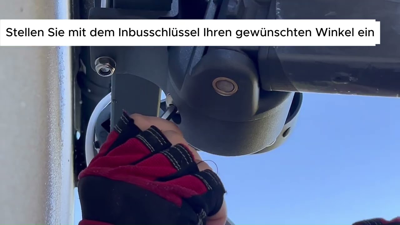 Offene Markise Neigungswinkel anpassen