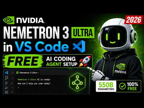 NVIDIA Nemetron 3 Ultra in VS Code 🚀 FREE AI Coding Agent Setup (2026)