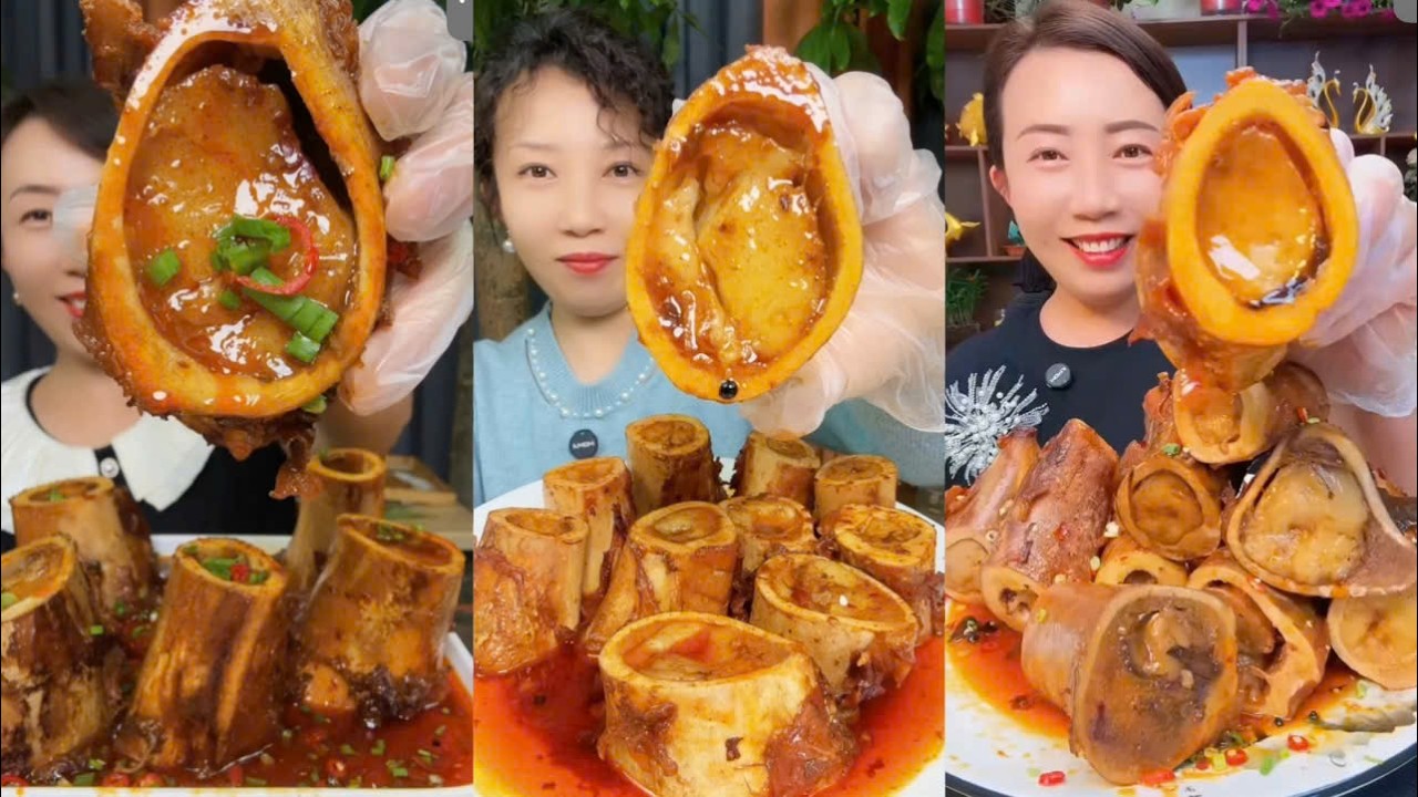 MUKBANG beef bone marrow ASMR  - The best of delicious Lien Huong food #1896
