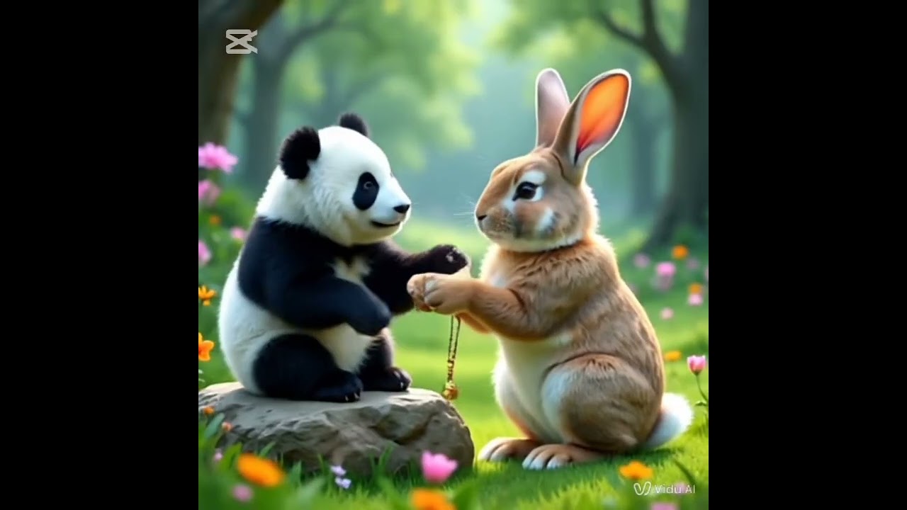 Unbreakable friendship of panda cub and blind rabbit 