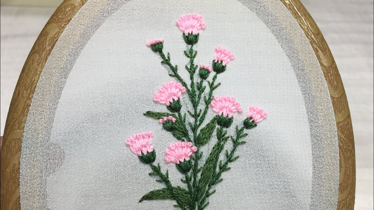 ปักดอกไม้ด้วยลายปักเลซี่-เดซี่ ปมฝรั่งเศส 