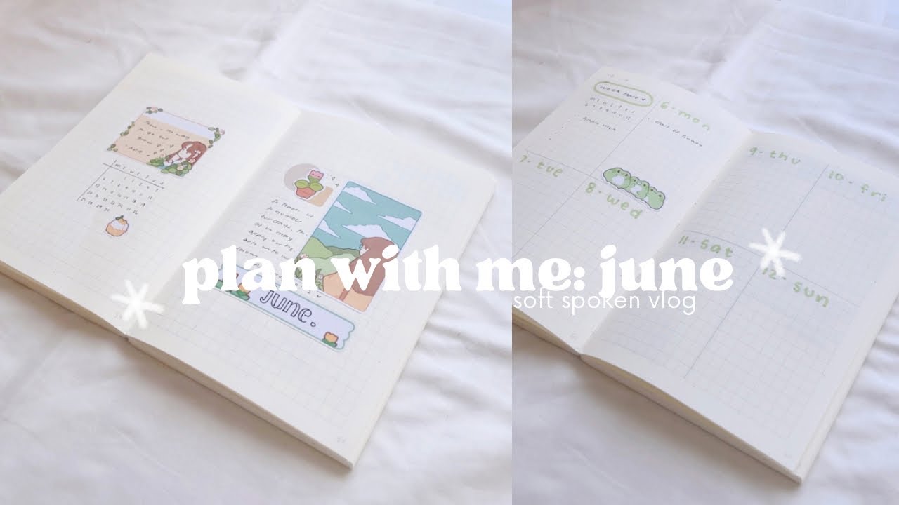 ✨ june bullet journal plan with me | midori a6 notebook | semi minimalist journal | soft spoken vlog