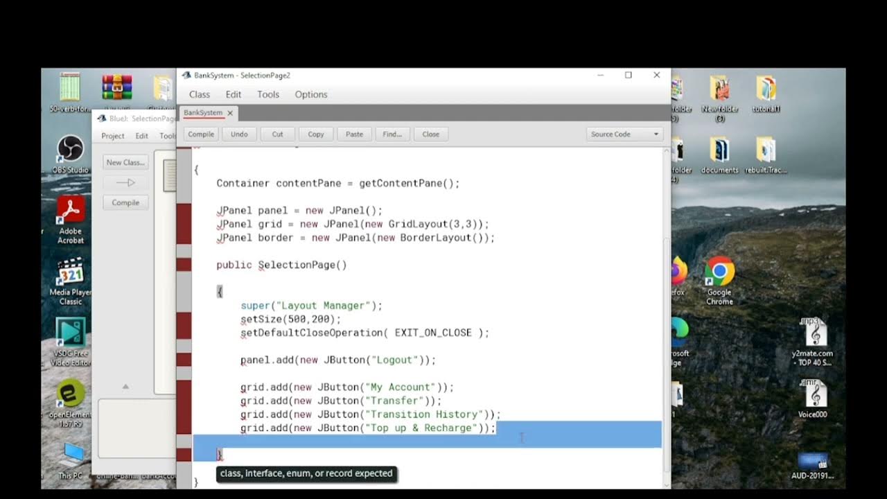 GUI (Java) in BlueJ for Online Banking System - YouTube