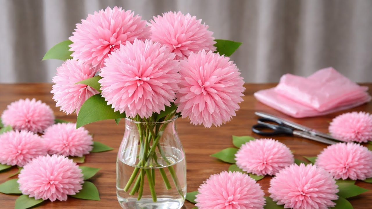 how to make flower from shopping bags 