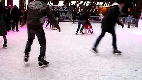 Ice skating on top of Eiffel Tower