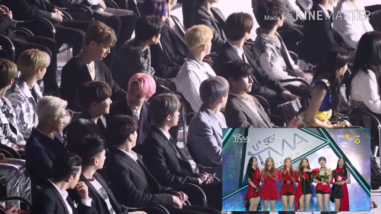 190424 BTS reaction to GIDLE speech Rookie of the Year TMA