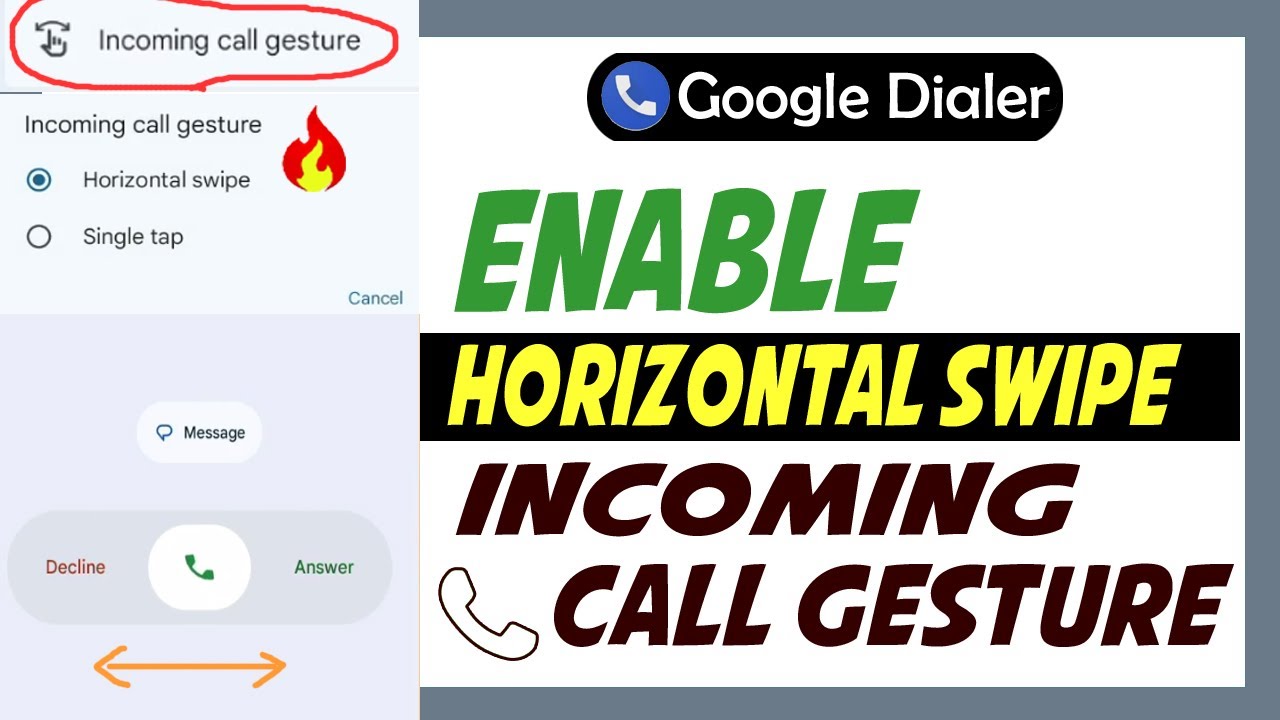 How to Enable Horizontal Swipe Using Google Dialer Incoming Call ...