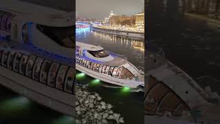 Ship restaurant on the Moscow River #moscow #winter #ship #ice #coldwater