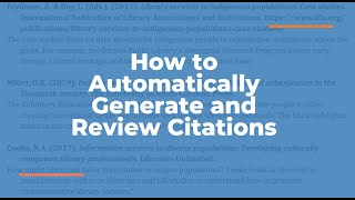 How to Automatically Generate and Review Citations