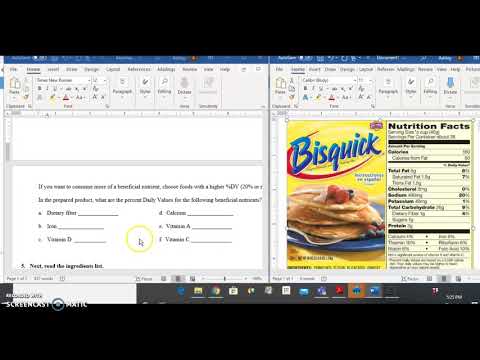 Reading a Food Label Assignment