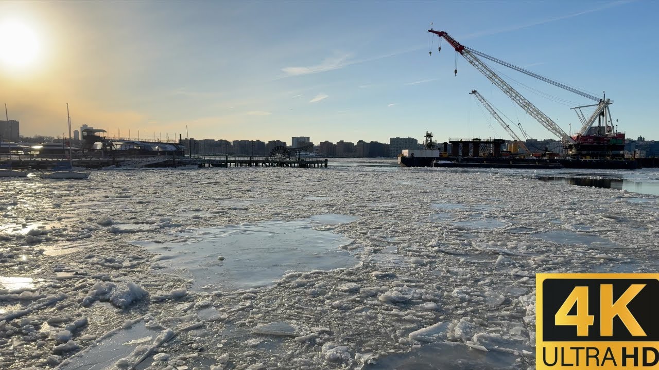 NYC Walking Tour: Hudson Yards | Frozen Hudson River | Chelsea | 4K