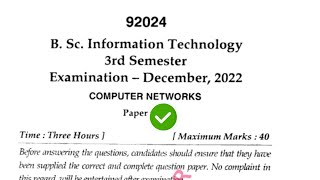 Mdu B Sc IT 3rd Sem Computer Networks  Question Paper 2022