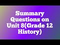 Summary Questions On Unit 8Grade 12 History 