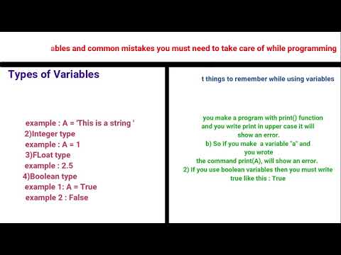 Python tutorial - 4  (Types of variables, checking a program using Pycharm and common errors)