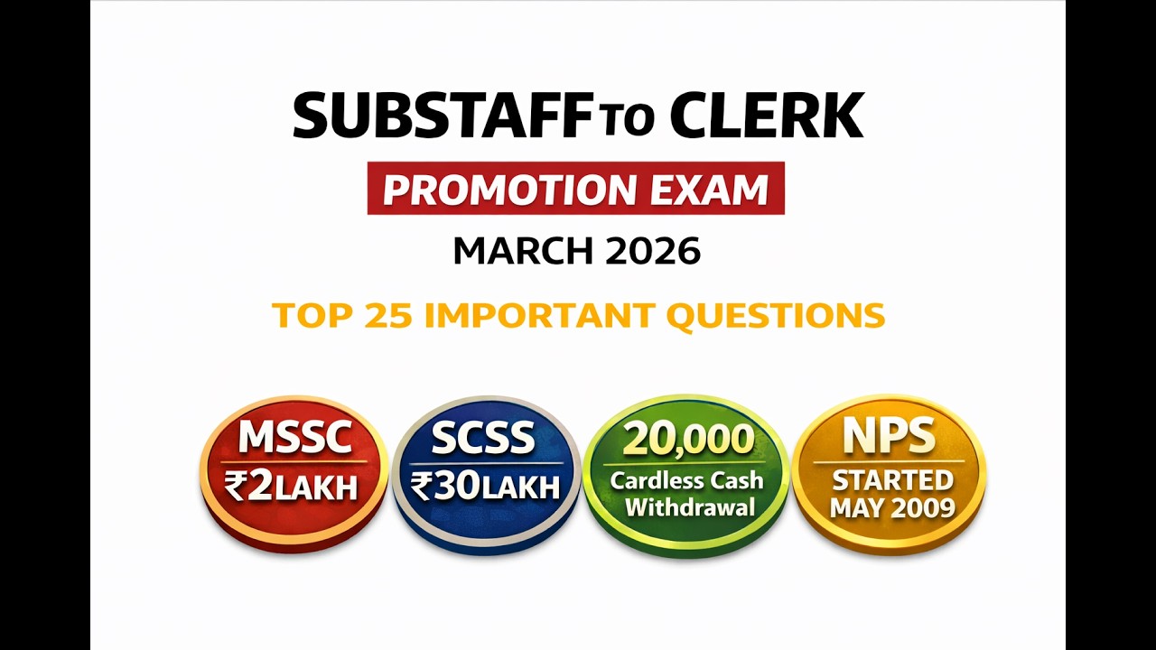 Top 25 Important MCQs for PNB Sub staff to Clerk Promotion Exam 2026 | Latest Banking Questions