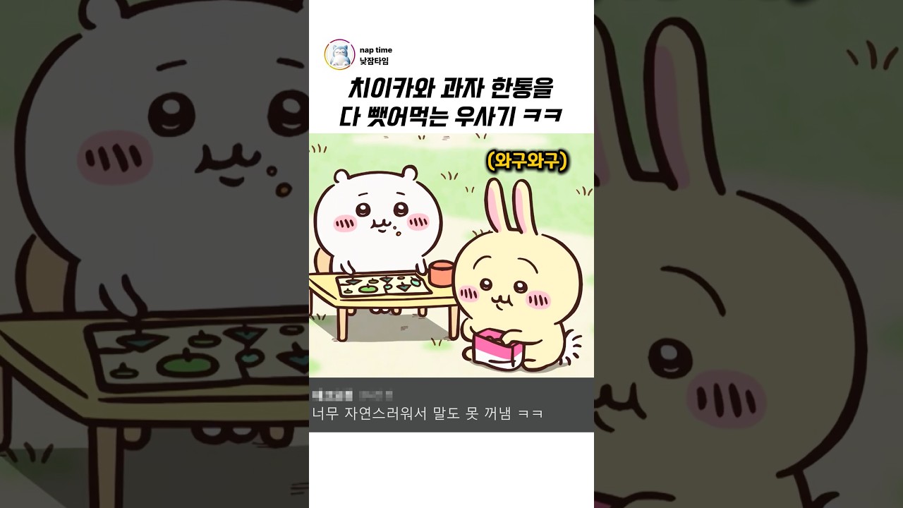 치이카와 과자 다 뺏어먹는 우사기 ㅋㅋ