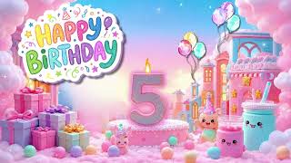 Happy Birthday Background | Age 5 🌸 Kawaii World Theme | 1‑Hour Loop #5thbirthday #birthdayvideo screenshot 5