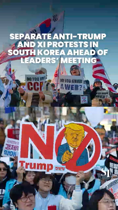 Separate anti-Trump and Xi protests in South Korea ahead of leaders’ meeting