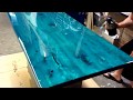 Resin Application: Float Coating Nick and Raluca's Okanagan reclaimed solid pine desk top Resin Application: Float Coating Nick and Raluca's Okanagan reclaimed solid pine desk top