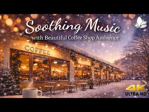 Soothing Music🎹, With Beautiful Coffee Shop Ambience 🎵🍀❄☕ 4K