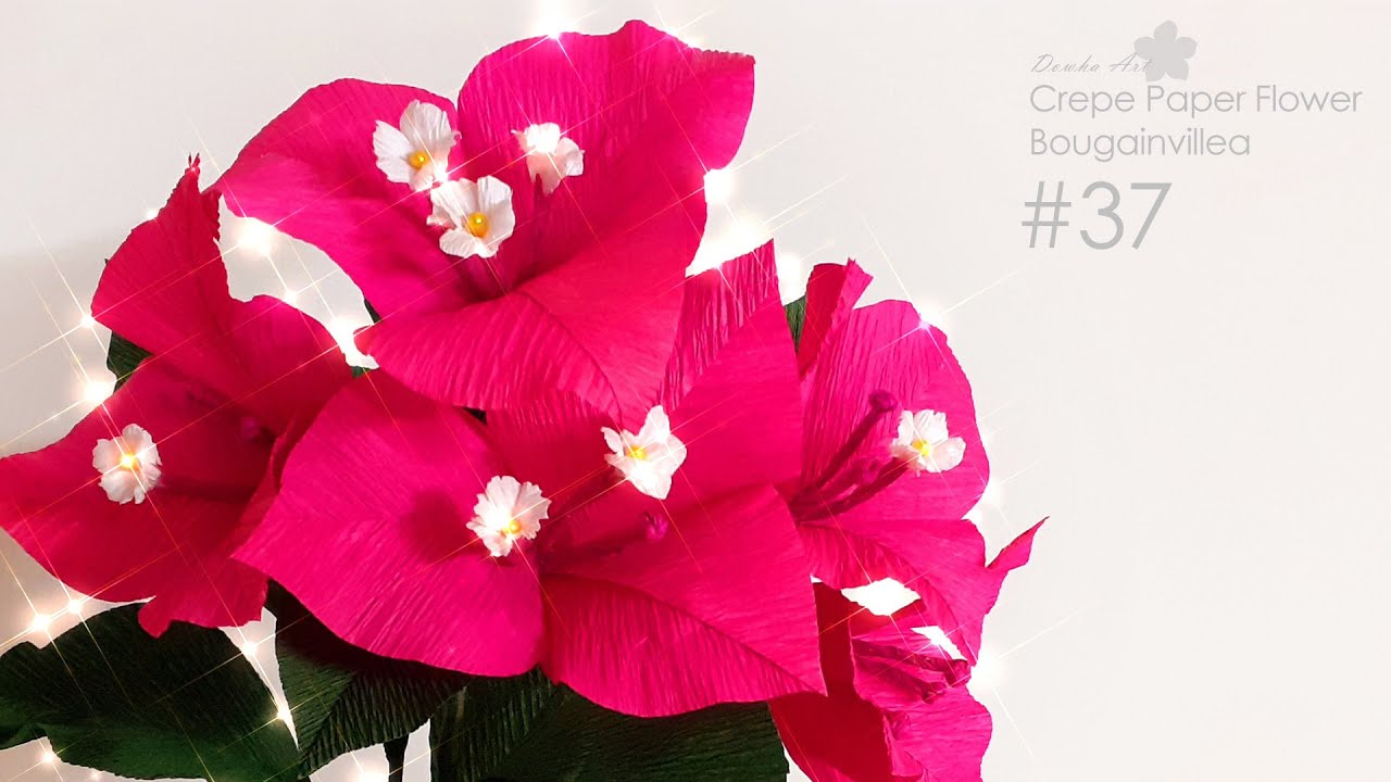 Crepe paper flower "Pink Bougainvillea" making tutorial n.37 DIY