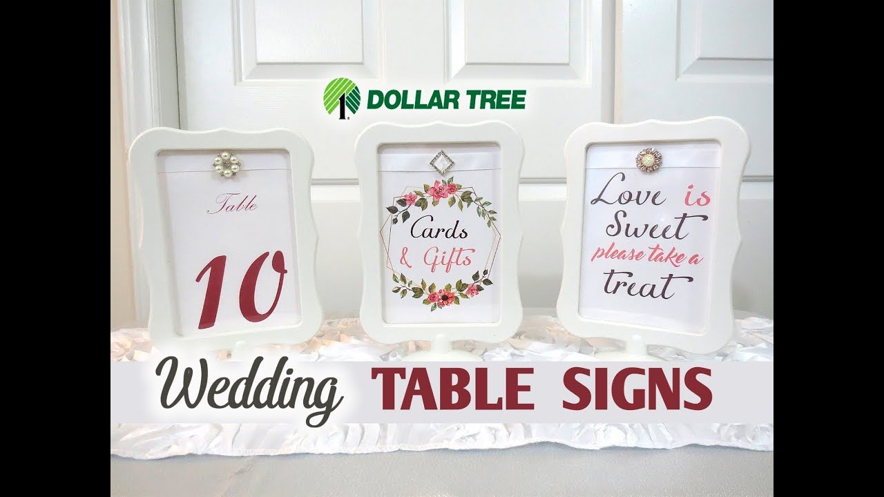 Dollar Tree Diy Wedding Reception Table Signs Youtube
