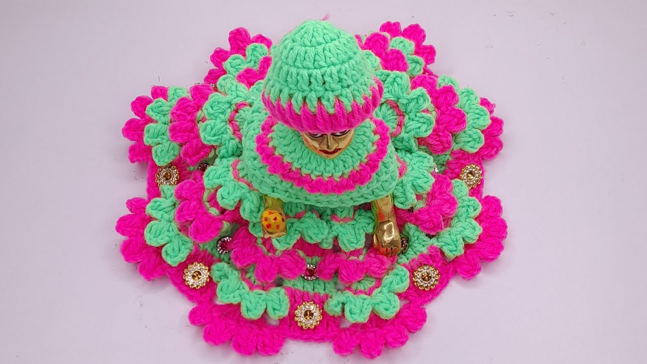 डबल क्रोशिया से बनाए लड्डू गोपाल जी की सुंदर सी ठंडी की पोशाक | 5no. laddu gopal ki woolen dress (6)