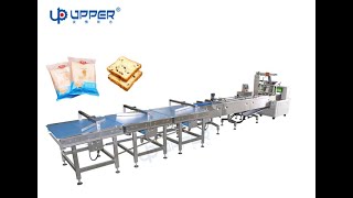 Automatic sliced bread packing machine, working in the customer factory