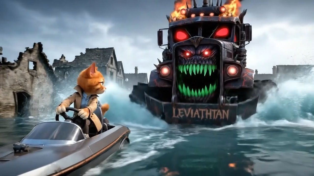 Mama Cat and Kitten - Monster Truck Rampage: The Ultimate Battle for Justice! 🐱💥