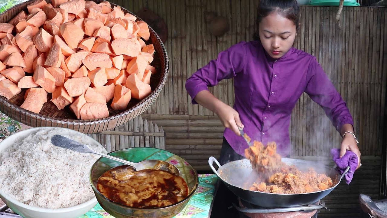 Yam cake recipe Yummy cook Yam cake with coconut Healthy food cooking YouTube
