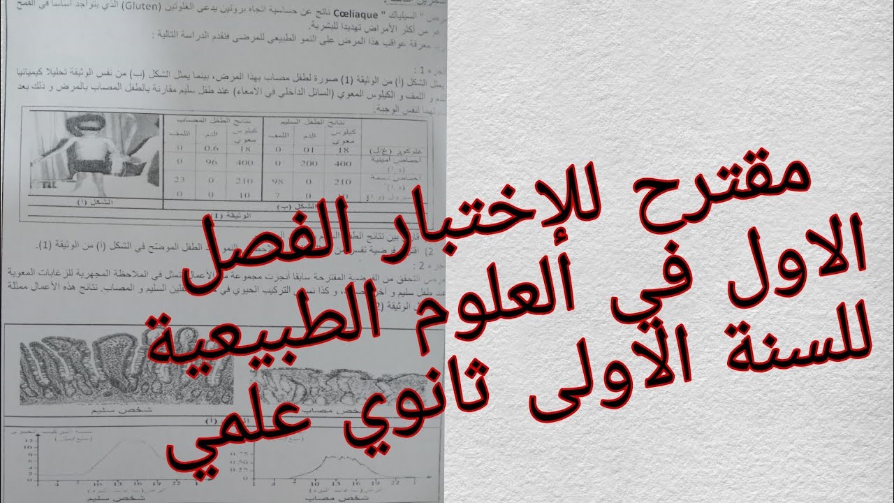 مقترح للإختبار   الفصل الاول في العلوم الطبيعية للسنة الاولى ثانوي علمي حسب المنهجية الجديدة 2022
