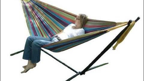 Vivere UHSDO9 Double Hammock with Space-Saving Steel Stand -