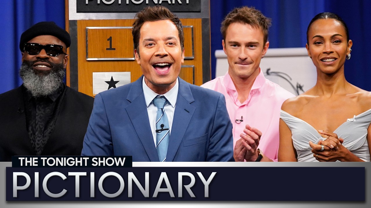 Pictionary with Zoe Saldaña and Drew Starkey | The Tonight Show Starring Jimmy Fallon