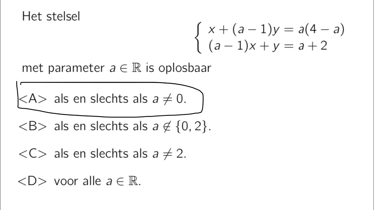 934 Wiskunde vraag 7 2015 Augustus Toelatingsproef Geneeskunde Vlaanderen