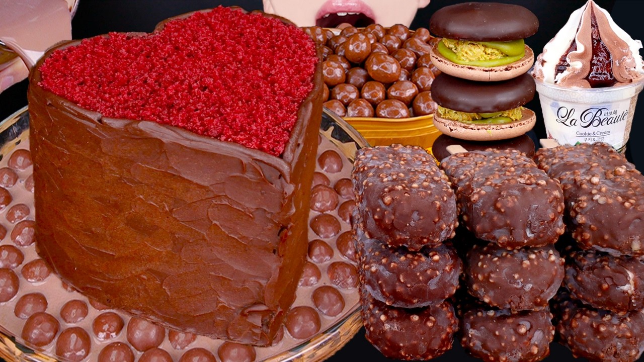 ASMR CHOCOLATE CAKE DUBAI CHOCOLATE ICE CREAM DESSERT MUKBANG 두바이 초콜릿 먹방 ドバイチョコレート 咀嚼音 EATING SOUNDS