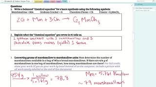 S'more Stoich Lab Part 2 - Questions 1 thru 7