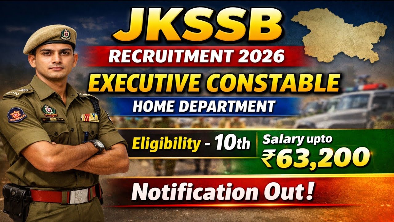 JKSSB Recruitment 2026 | 1815 Executive Constable jobs | 