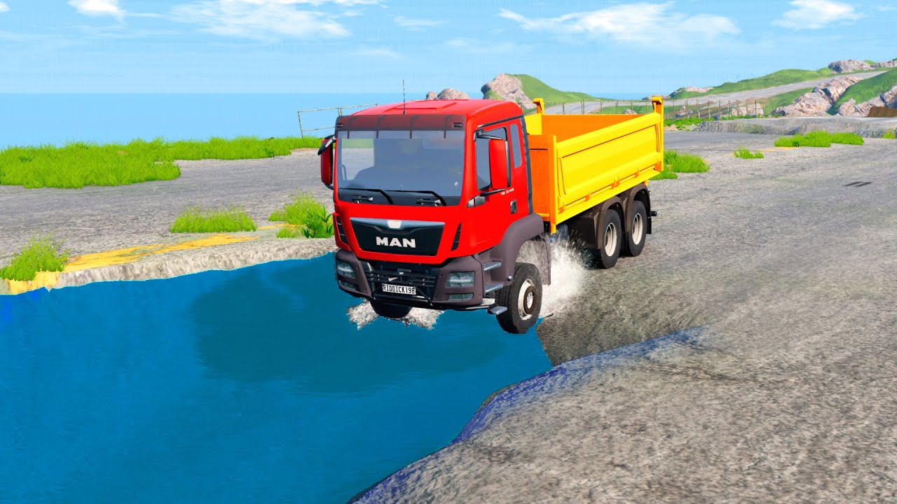 TRUCKS VS DEEP WATER PIT - BEAMNG.DRIVE