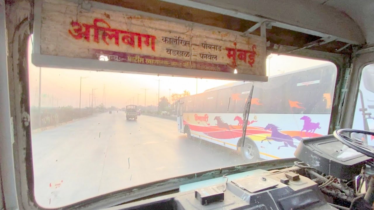 Mumbai Alibaug Full Journey | MSRTC Bus Cabin Ride | MSRTC Semi Luxury Bus | Karlekhind | Hirkani ST