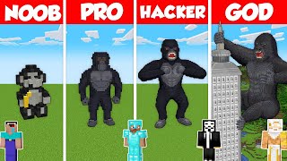KING KONG STATUE HOUSE BUILD CHALLENGE - Minecraft Battle: NOOB vs PRO vs HACKER vs GOD / Animation
