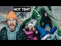 We Tried HOT TENT Winter Camping with @KaraandNate (In a STORM)