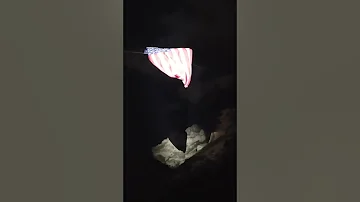 Follow the Flag's Lady Liberty. Filmed from the ground below July 2022