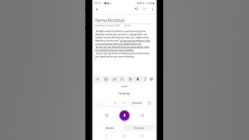 OneNote App on Smarphone Using Dictation Tool