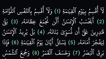 سورة القيامة مكتوبة كاملة بدون صوت بخلفية سوداء
