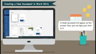 Creating a new document in word 2016 and entering the text