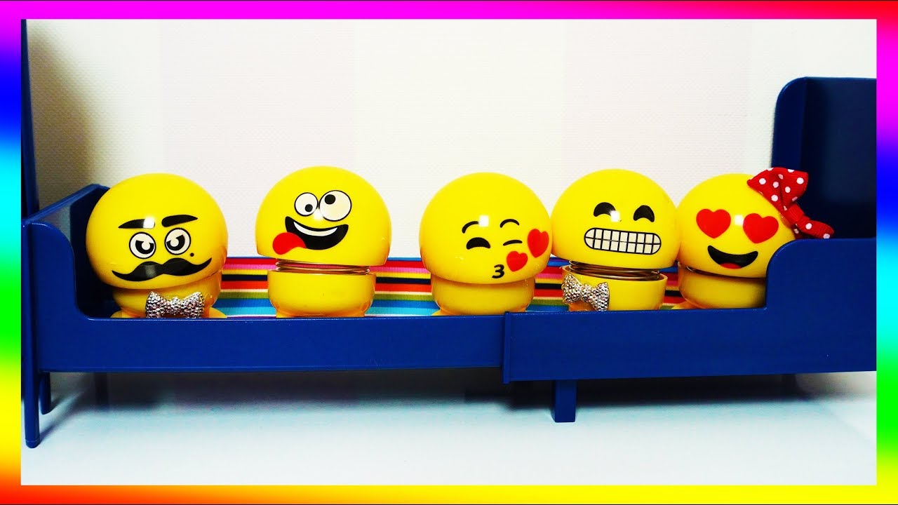 5 Little Emojis jumping on the bed | Learn to count number 1-5