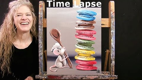 TIME LAPSE - Learn How to Paint "MACARON MOUSE" with Acrylic - Animal Still Life Step by Step Lesson